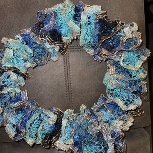 Elegant Blue and Black Decorative Scarf